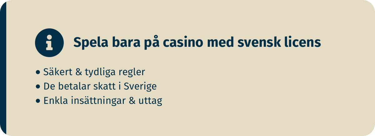 Spela på casinon med svensk licens för säkerhetsskull