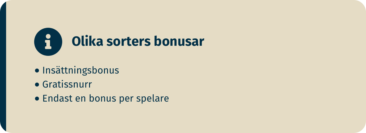 olika bonusar på casino med swish