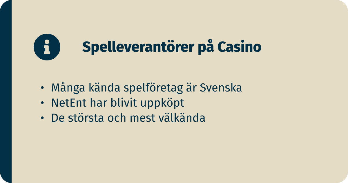 spelleverantörer på online casinon