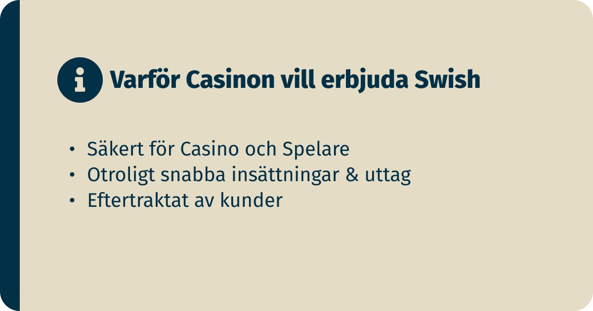 varför casinon vill erbjuda Swish