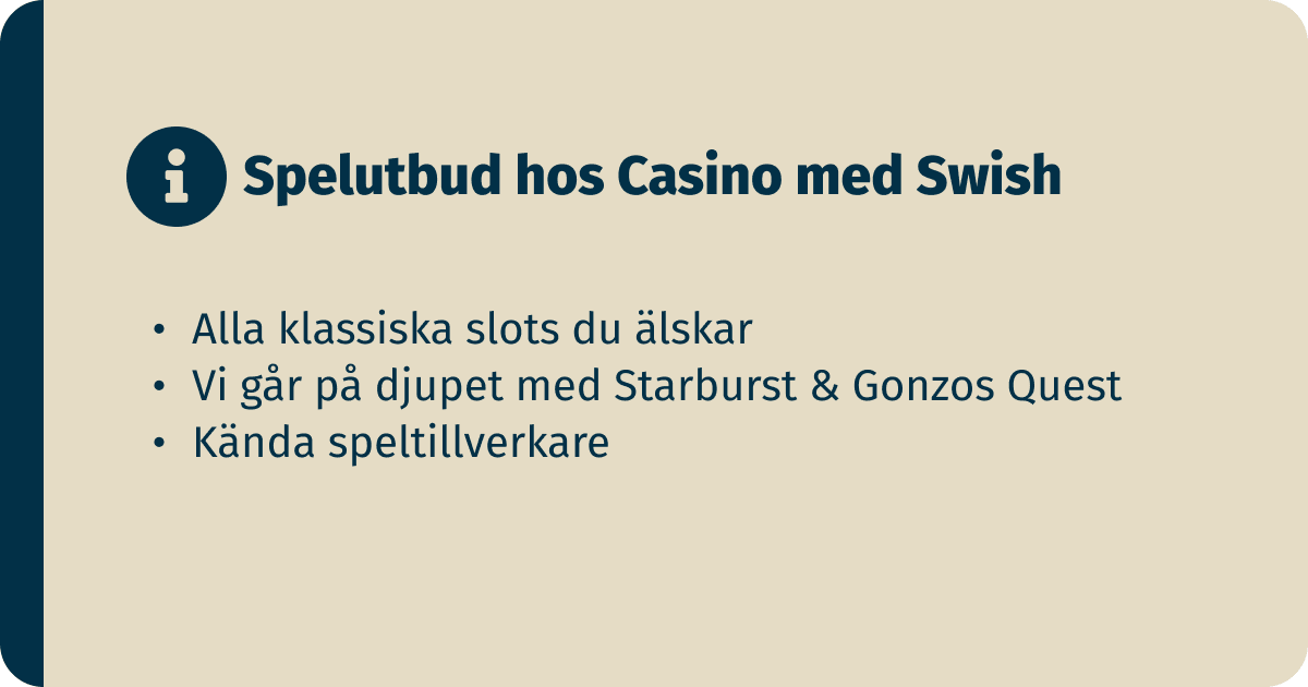 spelutbud hos casinon med swish